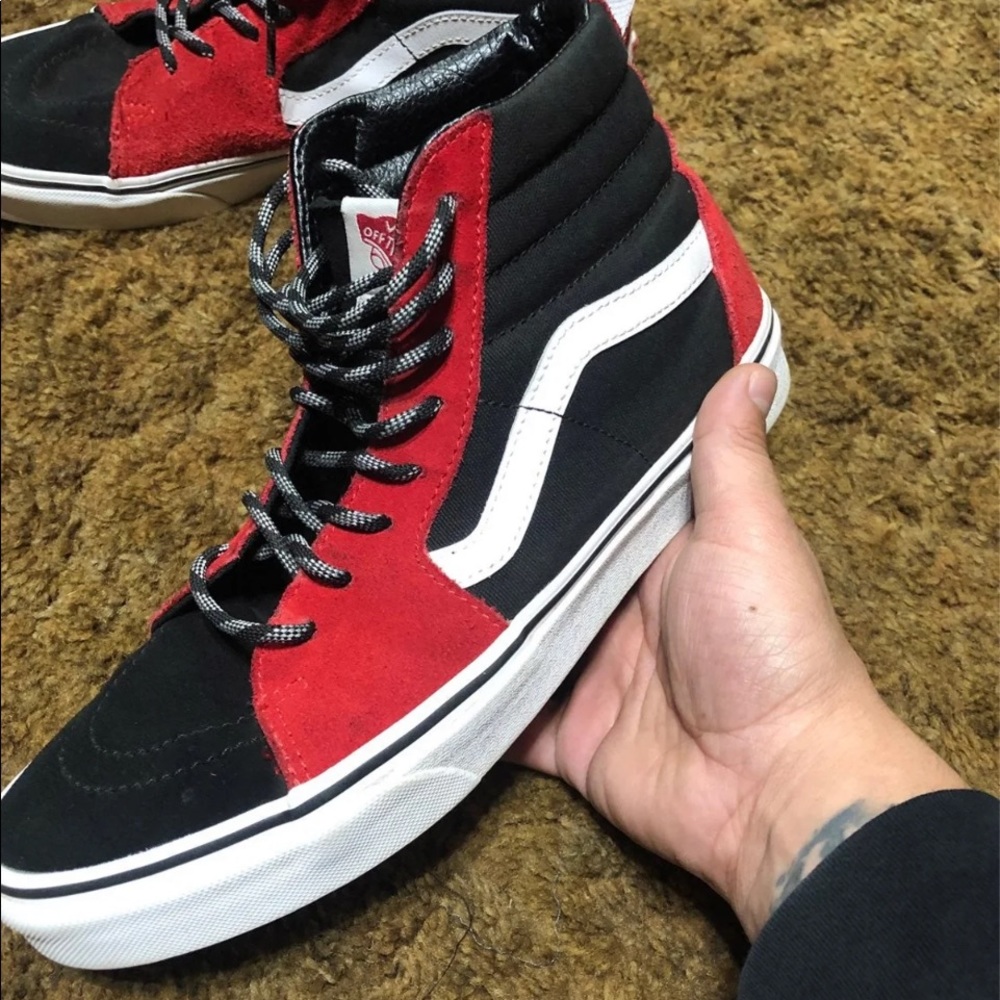 New Vans sk8 hi webbing red black white